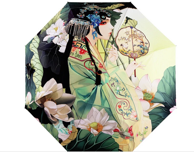 

The New Chinese Style Antiquity Ultra Fine High-grade Girls Triple Umbrella Thickening Anti UV Hot Selling Abstract Art