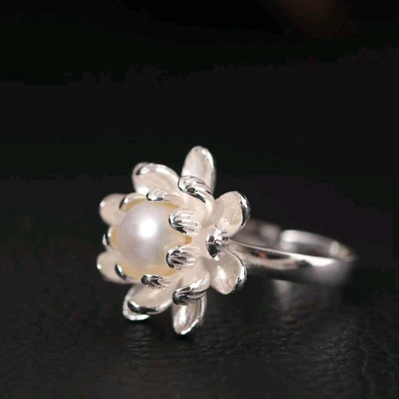 

Натуральный лазурит, драгоценные камни, пресноводный жемчуг, кольцо из чистого серебра 925 пробы для женщин, женская форма цветка, ювелирные изделия YRI101