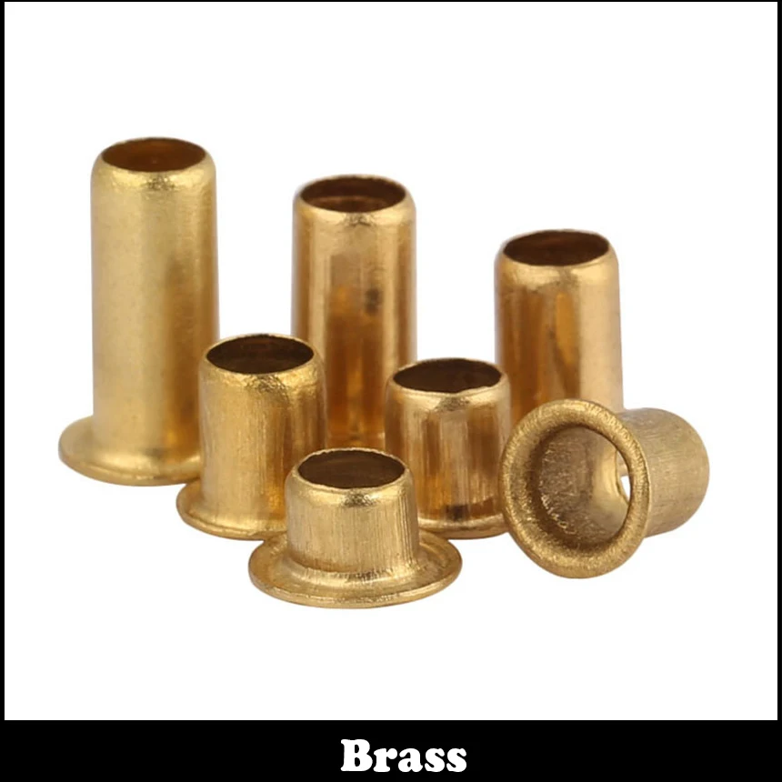 

M4 M4*4 M4x4 M4*5 M4x5 M4*6 M4x6 Brass Thin Head Semi-Tubular Through Via Hole PCB Board Lining Eyelet Nail Hollow Rivet