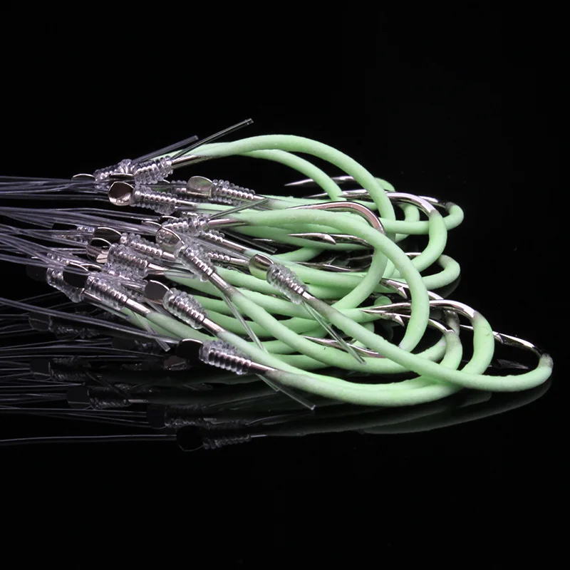 Night Fishing Hook Glow in Dark String Hooks 12-30# Luminous Crank Nake Single Fishhook Fresh&Saltwater