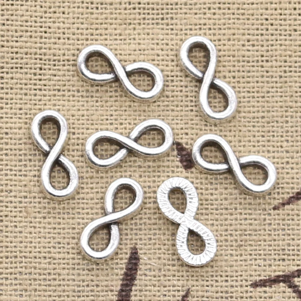 50pcs Charms Infinity Link Symbol Connectors 12x5mm Antique Bronze Silver Color Pendants DIY Making Findings Tibetan Jewelry