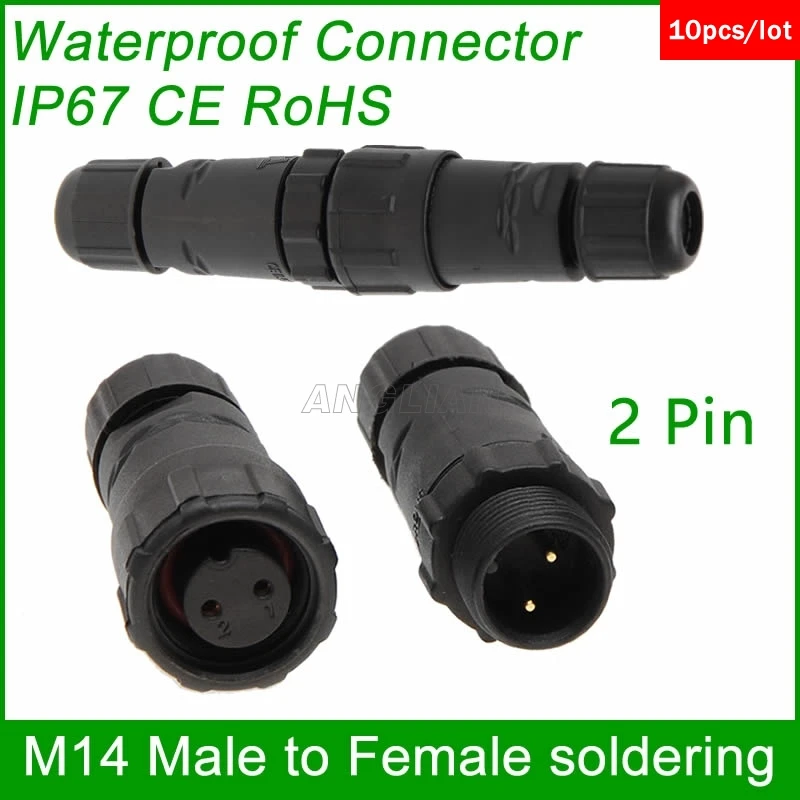 M14 waterproof Electrical wire Connector male female plug IP67 led outdoor display socket cable to cable Good quality 10 units