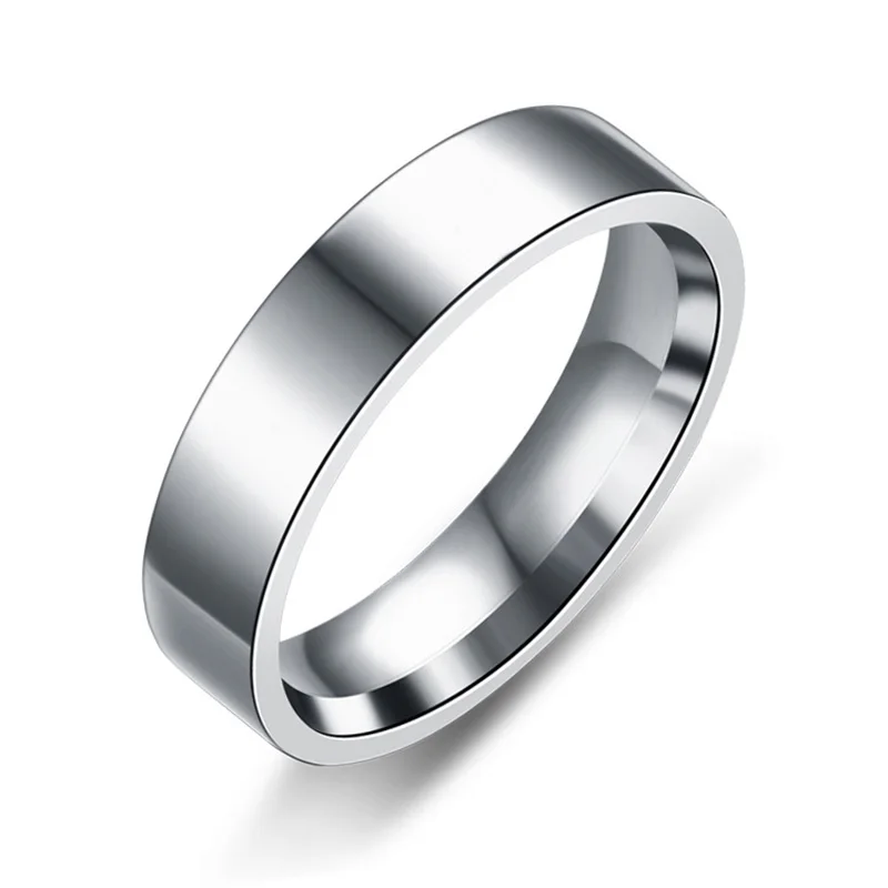 Golden Black Color Stainless Steel Rings for Women Simple Width 6mm Fashion Couple Jewelry