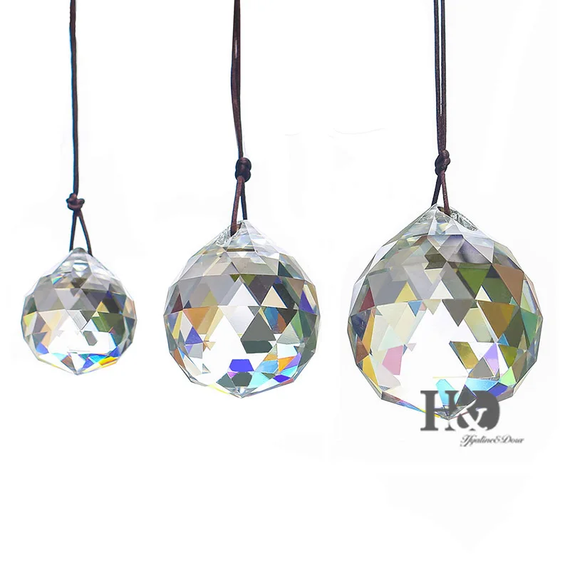 H&D 30/40/50mm 3pcs Faceted Crystal Ball Clear Chandelier Prisms Ceiling Lamp Lighting Hanging Drop Pendants Wedding Decoration