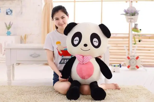 

new creative lovely plush Squinting panda toy bow smile panda doll gift about 100cm