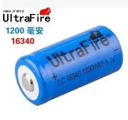 The 16340 lithium battery 1200mAh 3.7V laser flashlight with two for one shipping Rechargeable Li-ion Cell