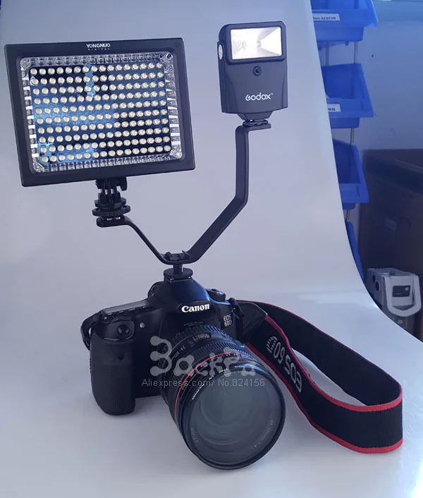 (V) Soporte de flash para cámara DSLR, adaptador de zapata para micrófono, soporte de montaje en trípode de luz videl, accesorios de metal para estudio fotográfico