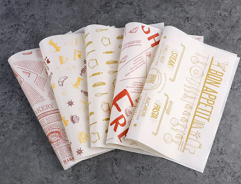 

500 Pcs 28x38cm Wax Paper Food Grade Disposable Wax Paper Bread Fries Sandwich Burger Wrapping Paper Oil-proof Customizable