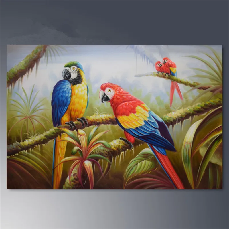 

High quality Hand painted canvas oil painting Animal Parrot painting Home decoration Wall picture for living room Art Painting