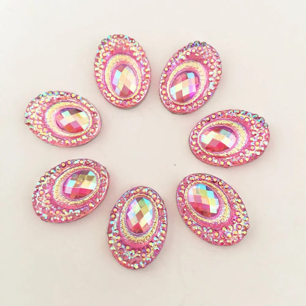 40pcs AB Resin 13*18mm Bling Peacock eye flat back rhinestone Wedding Ornaments  diy appliques D62*2