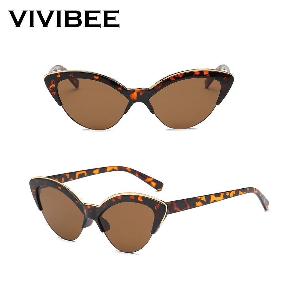 VIVIBEE-gafas de sol de ojo de gato para mujer, lentes de diseñador de lujo, Vrand, color rojo, Vintage, gradiente, novedad de 2024