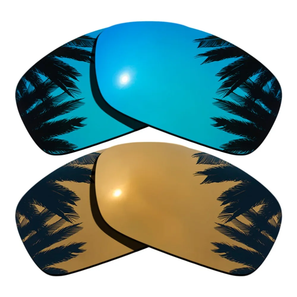 

(Ice Blue Mirrored+Bronze Gold Mirrored Coating) 2-Pairs Polarized Replacement Lenses for Hijinx 100% UVA & UVB Protection