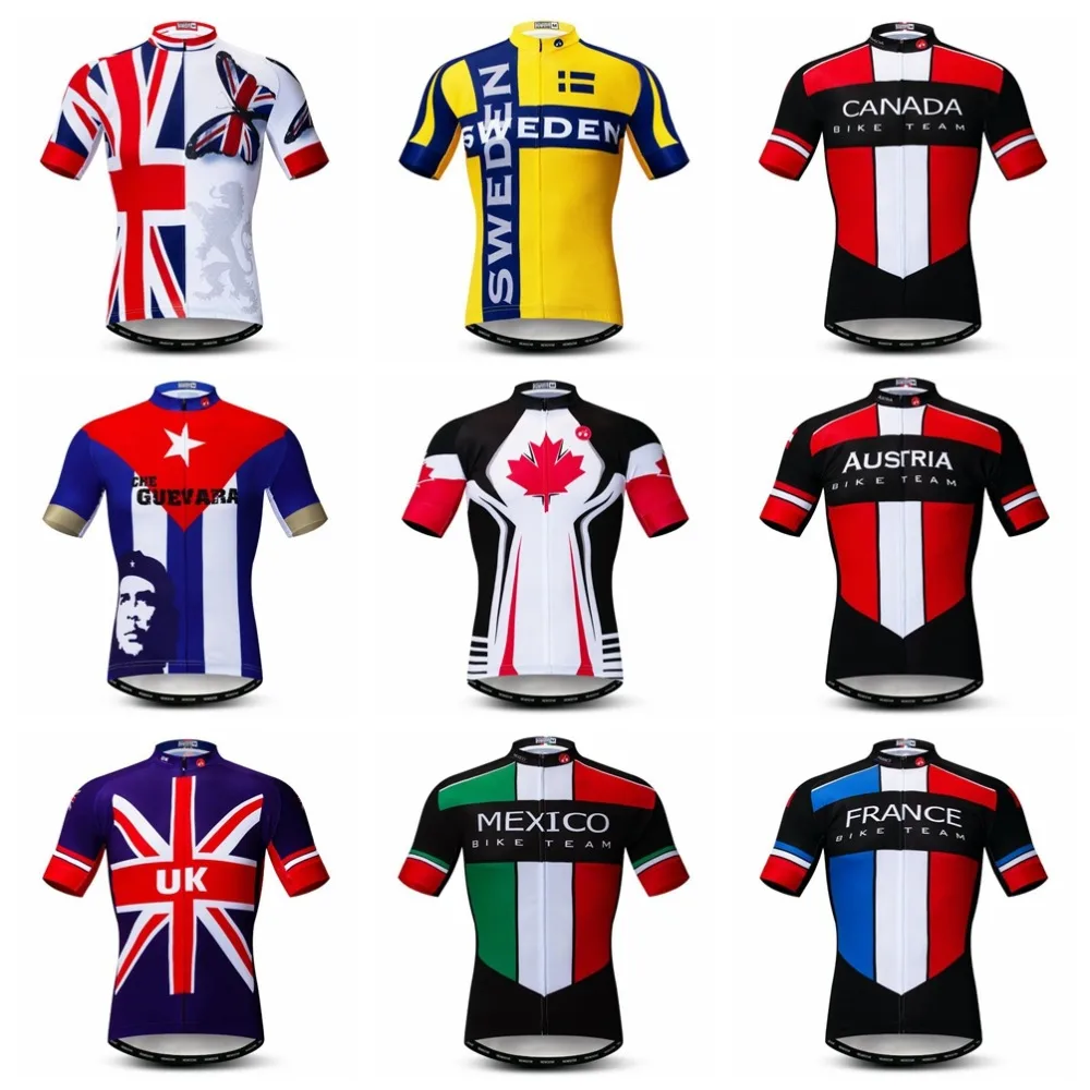 Country 2022 Cycling Jersey Men Mountain Bike Team MTB Bicycle Shirt Short sleeve Road Top Uniform Summer Canada US Red White