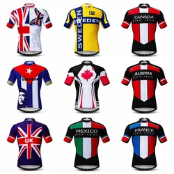 Country 2022 Cycling Jersey Men Mountain Bike Team MTB Bicycle Shirt Short sleeve Road Top Uniform Summer Canada US Red White