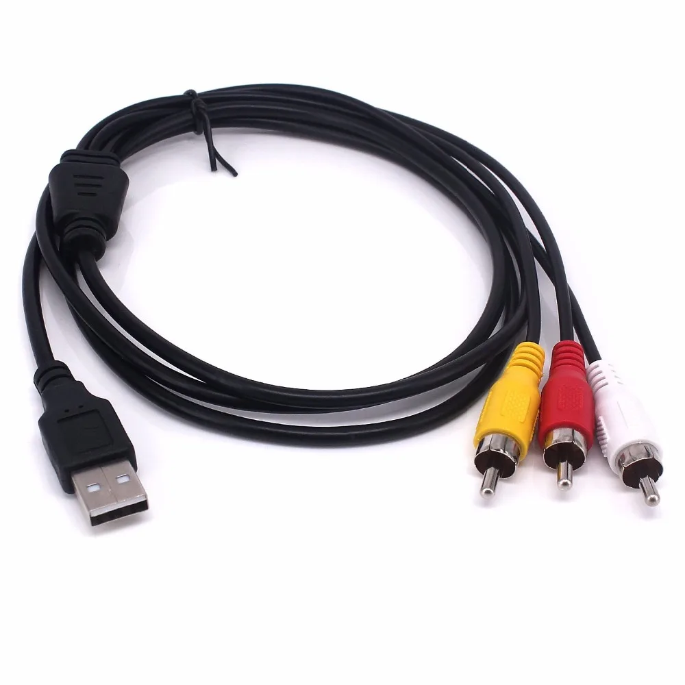 USB Male To 3RCA Male Audio Video AV Adapter Cable For USB-enabled television or PC