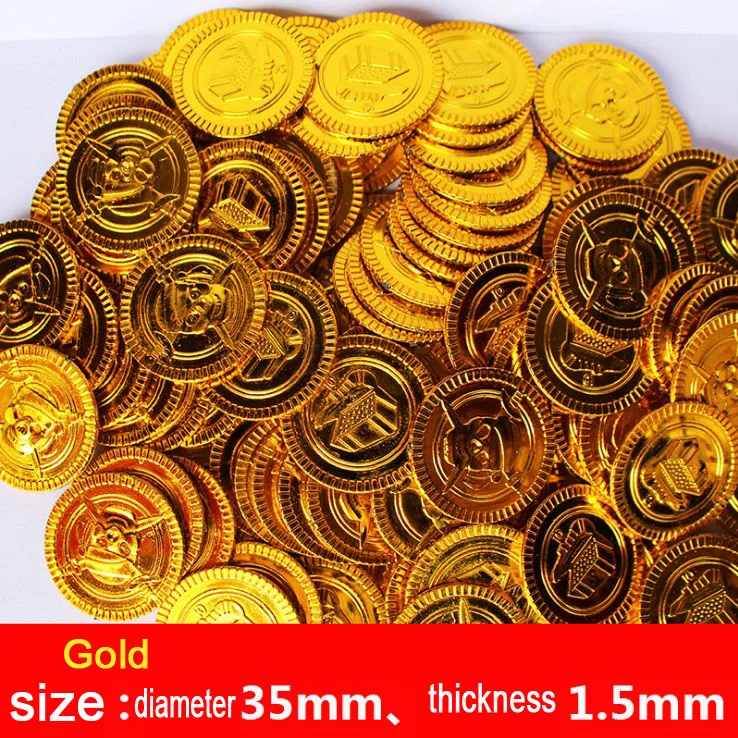 Plastic gold Pirate coins Gem birthday Christmas holiday treasure coin goody party loot bag pinata filler toy Treasure decoratio