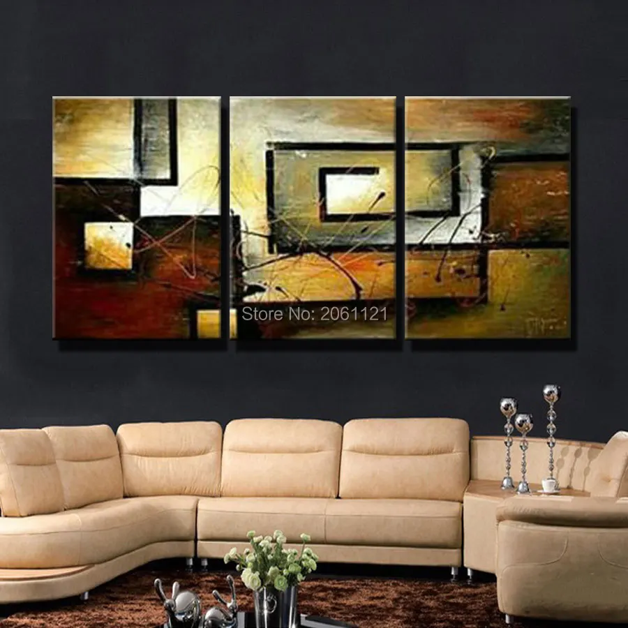 Hand made Wall Art promotion modern abstract canvas oil painting Home Decor Abstract art pictue Decor Canvas Painting 3pcs/set