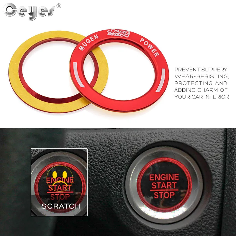 Ceyes Car Interior Accessories Styling Ignition Start Push Button Stop Ring Stickers Case For Honda Mugen Logo Civic 2018 Covers