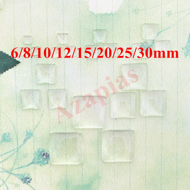 6/8/10/12/15/20/25/30mm 8sizes clear domed magnifying square shape glass cabochons,photo jewelry pendant inserts Free shipping