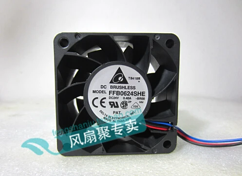 The original FFB0624SHE 6cm60*60*38 Delta 24V0.40A three line of air cooling fan inverter (support stop alarm signal output)