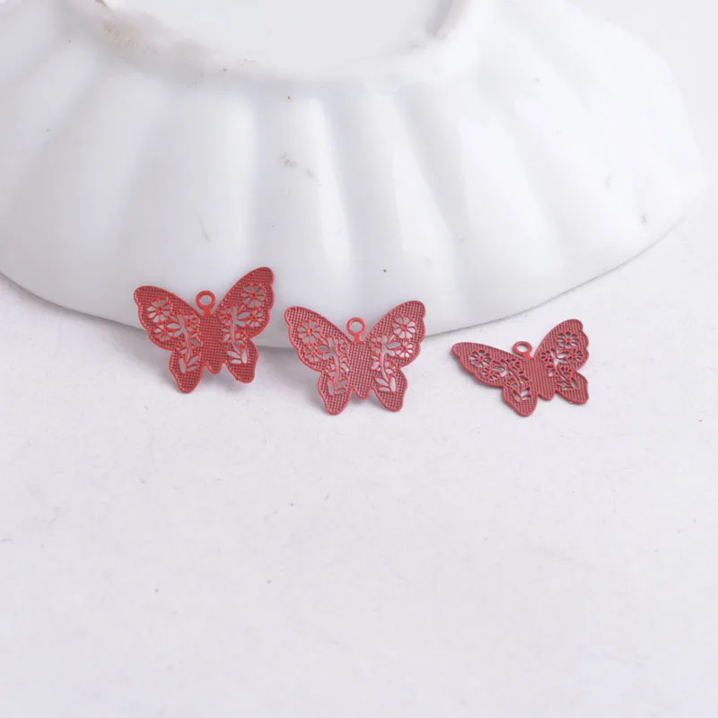100 Stück AC2861 12mm*14mm Schmetterlings-Anhänger, bemalte Tier- und Schmetterlings-Charms – Detail 8