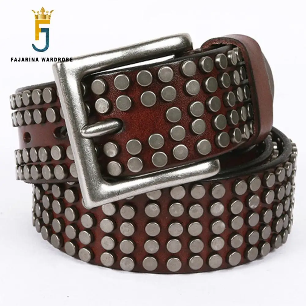 FAJARINA Unisex jakości biały cinch Bolt Decorativ skóra bydlęca Retro style Pin paski ze sprzączką 38mm szerokie akcesoria N17FJ548