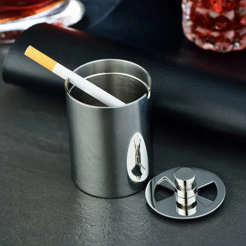 Stainless steel ashtray tank car ashtray fashion seal soot personality creative business car Vanlemn Rocket Ashtray For car