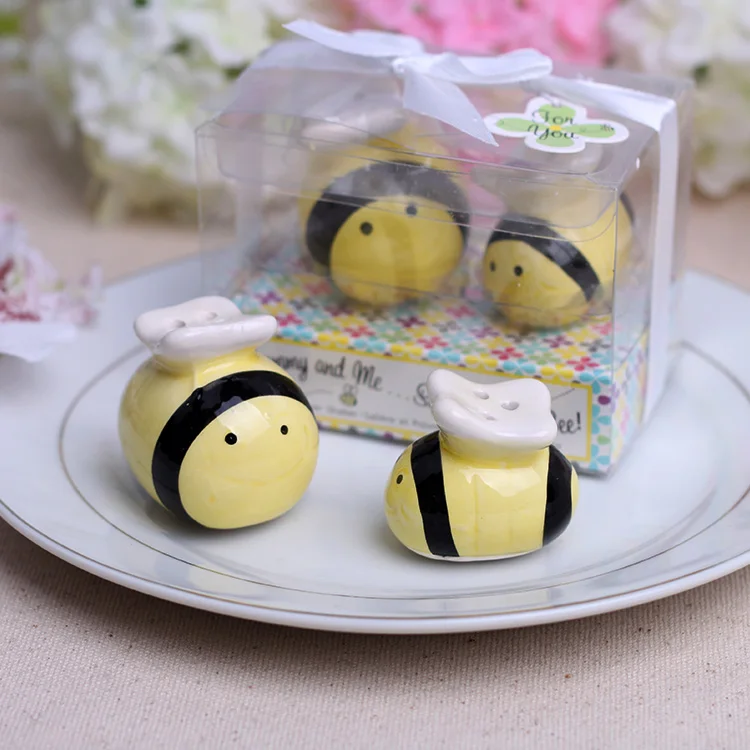 Cute Honey Bees Salt and Pepper Shaker, Ceramic Crafts, Wedding Favors, Kitchen Supplies, Guests Souvenirs, Kitchen , 50Sets