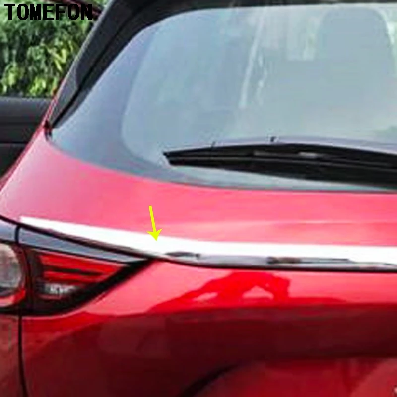 TOMEFON For Mazda CX-5 CX5 2017 2018 ABS Chrome Rear Trunk Lid Cover Trim Frame Stiker Auto Accessories styling 2Pcs