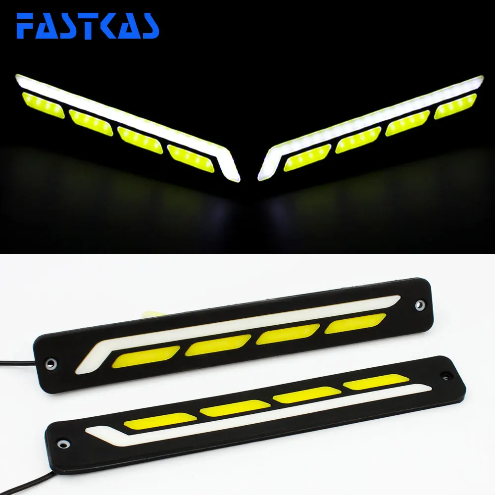 

LED DRL Daytime Running Light 100% Waterproof White Yellow Color Day Light Fog Light Turning Signal Flexible Car Running Light