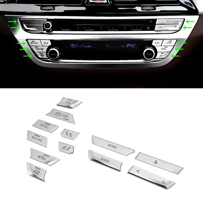 Car Styling ABS Chrome Center Console Air Condition Switch Buttons Cover Sticker Trim For BMW 5 Series 2018 528 530 G30 540li