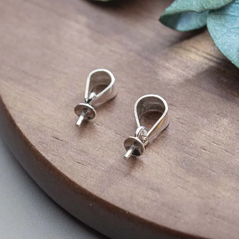 4pcs Genuine Real Pure Solid 925 Sterling Plain Silver Bead Cap Connectors For Pendants Base Cap Jewelry Findings Wholesale
