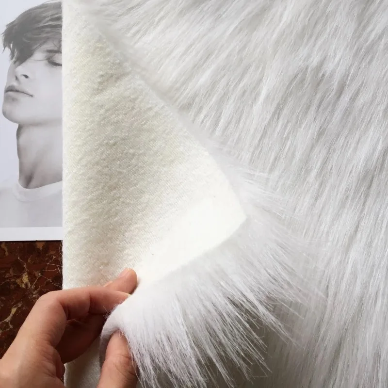 White  Thicken Encryption Plush Faux Fur Fabric Decor Diy Fabric Tissue Counter Backdrop Cloth Fur Carpet