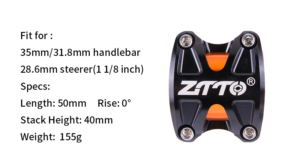 ZTTO MTB 50 mm Vorbau CNC 35 mm 31,8 mm Lenker Fahrrad Ultraleicht 0 Grad Aufstieg Langlebig DH AM Enduro 28,6 mm Gabelschaft Mountainbike – Detail 10