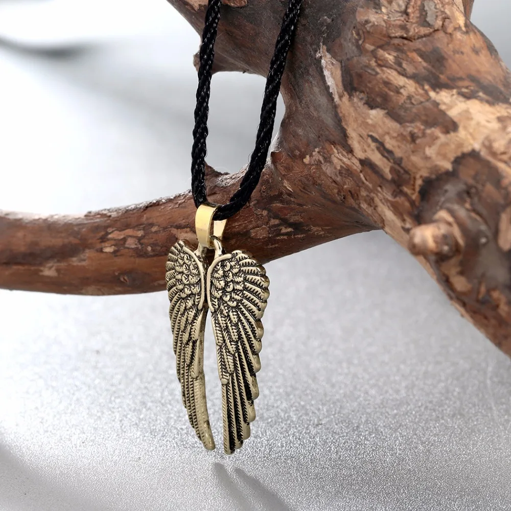 QIMING Antique fashion Angel Wings Necklace Women Angel Wings Pendant Guardian Angel Charm Collars Wing Necklace Jewelry