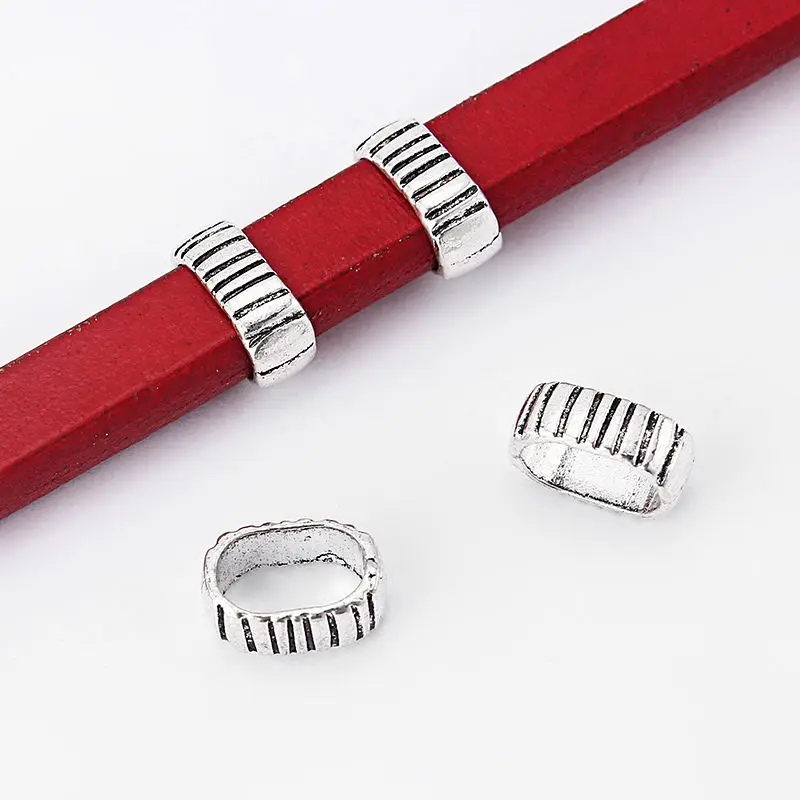 20pcs 10x6.5mm Slider Spacer Beads Fit Licorice Leather Cord DIY Jewellery Makings Findings