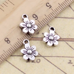 Colgantes de doble cara con forma de flor para fabricación de joyas, abalorios de 30 piezas, 12x9mm, Color plateado, bronce tibetano, fabricación de joyas antiguas, artesanía hecha a mano