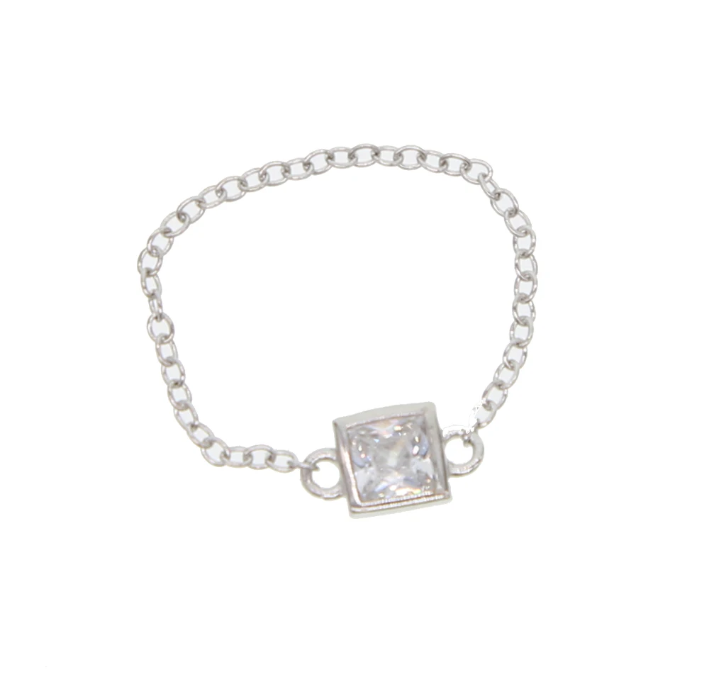 CZ Rings Female Ring Bijoux Newest White bezel Zirconia minimal geomtric thin chain cz charm Wedding Engagement Rings For Women