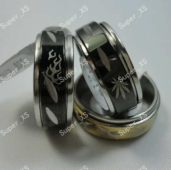 15Pcs Whole Bulk Jewelry Ring Lots Pretty Rotatable Gold Stainless Steel Rings LB223 Free Shipping