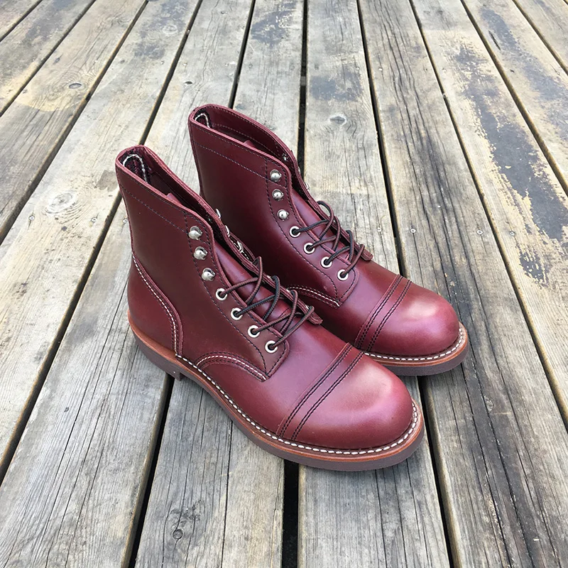 Genuine Leather Top Quality New Men Casual Shoes Luxury Designer British Autumn Winter Ankle Boots Wine Red Motorcycle Boots