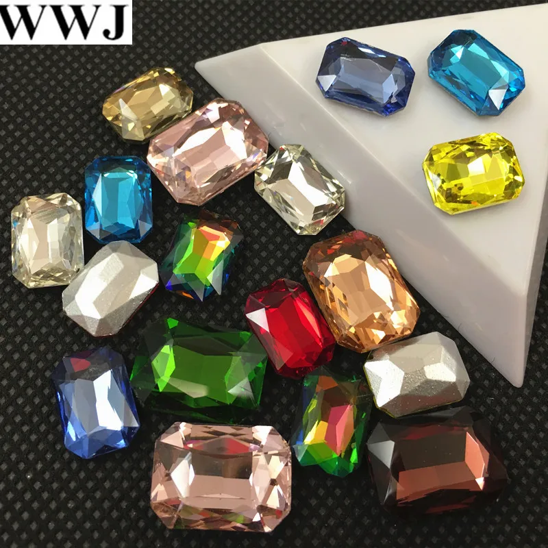 All Rest Colors Sizes6x8,8x10,10x14,13x18,18x25,18x27mm Rectangle Octagon Glass Crystal Fancy Stone For Dress Decoration,Garment