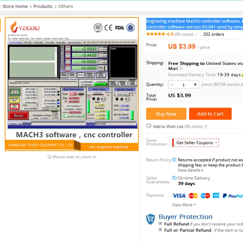 Macchina per incidere Mach3 software di controllo, versione inglese software Mach3 con lience cnc controller R3.041 inviare via e-mail