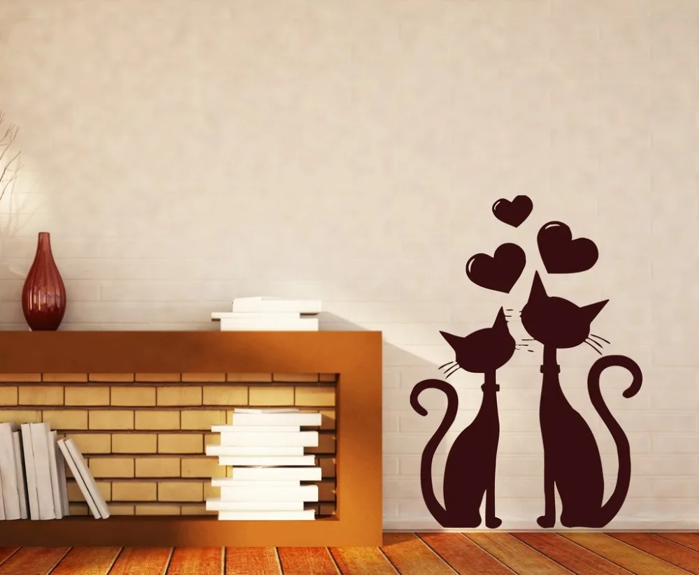 

Cat Couple in Love Wall Stickers Waterproof Vinyl Wall Decal Wall Sticker Heart in March Spring Personality Pattern Mural SA204