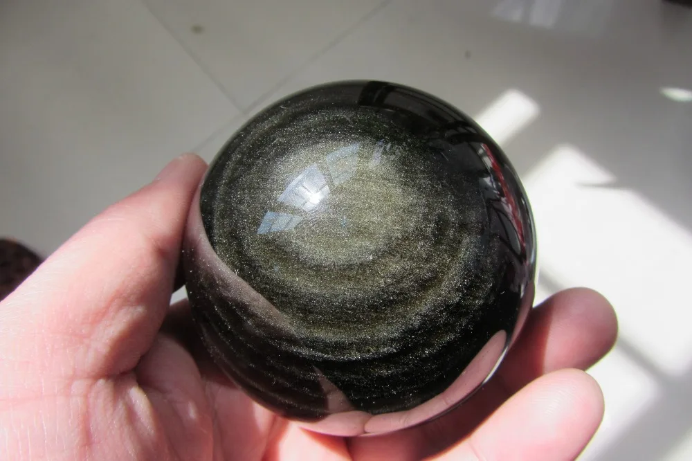 449.7g  NATURAL OBSIDIAN POLISHED SPHERE BALL Distinctive HEALING