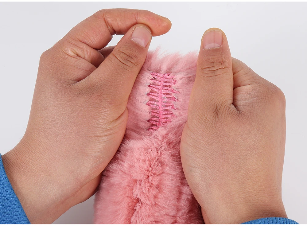 New Women 100% Real Genuine Knitted Rex Rabbit Fur Mittens Winter Warm Lady Real Fur Fingerless Gloves Handmade Knit Fur Mitten