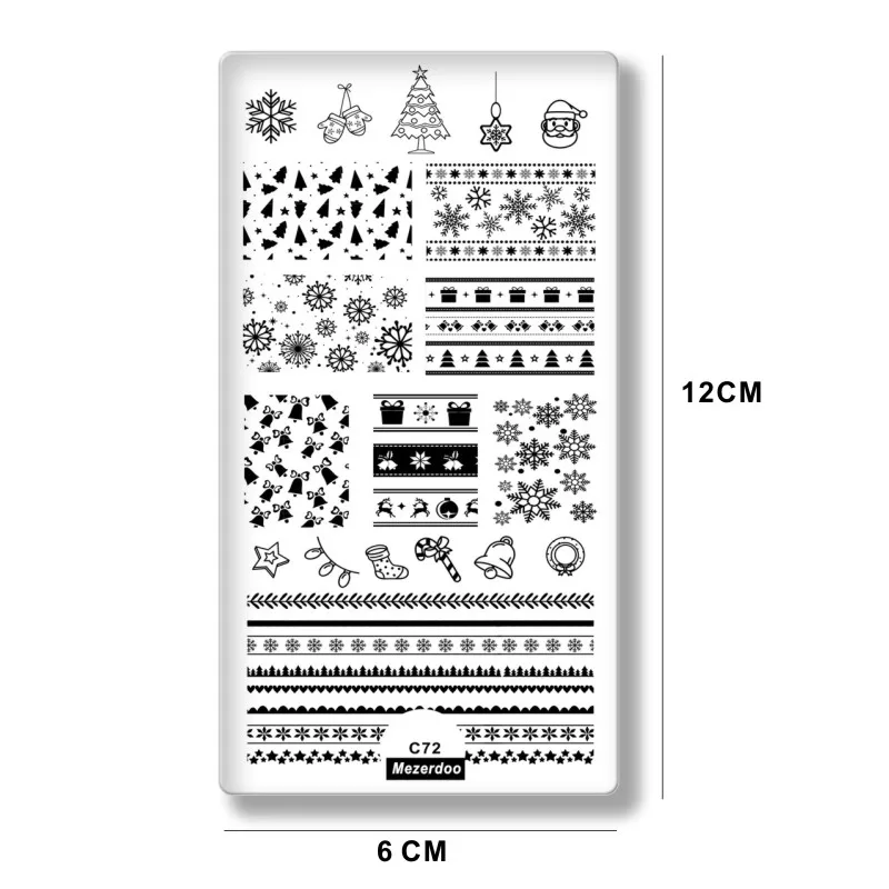 Christmas Tree Templates Xmas DIY Snowflake Santa Claus Style Image Manicure Nail Art Stamp Plate for Nail Decorations C72