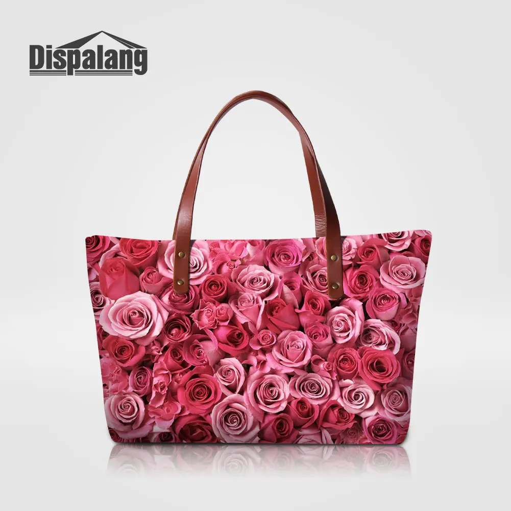 Dispalang Designer Women's Travel Shoulder Bags Red Rose Printing Ladies Wedding Totes Fashion Handbags For Teenage Girls Retail