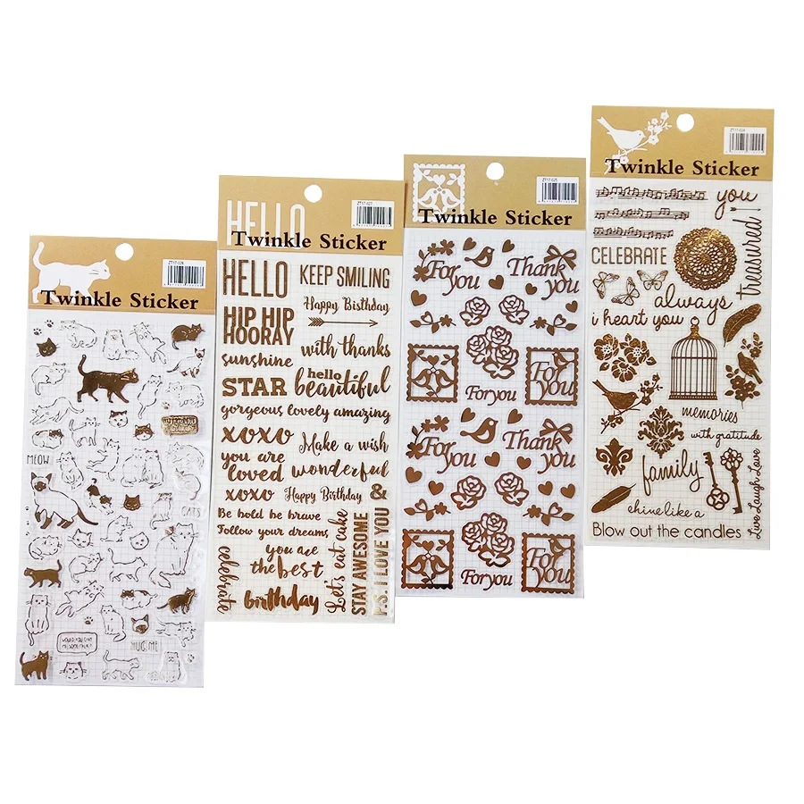 1 Pcs/lot Golding Twinkle Vintage  Sticker Decoration For Diary Phone Frame Cute Cat Stationery School Supplies