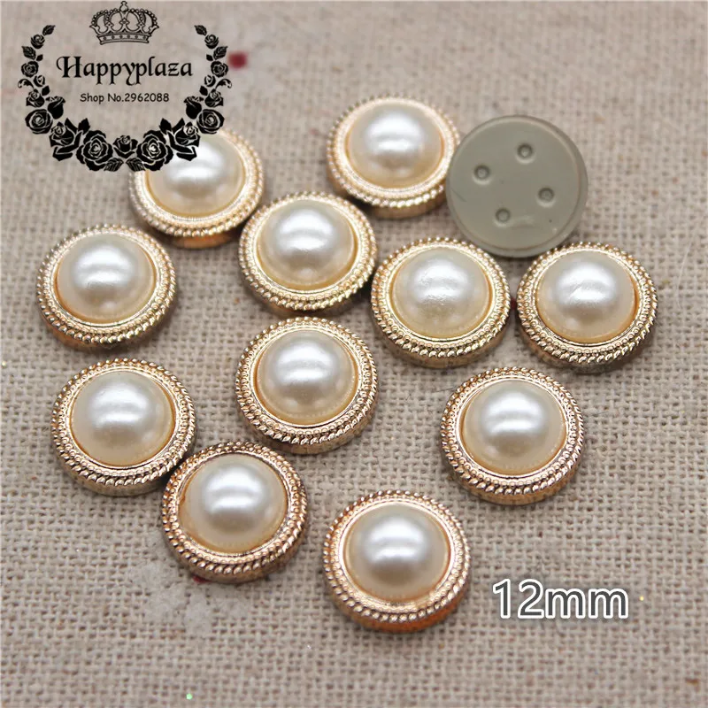 12mm/15mm/17mm Oro Doppio Cerchio di Perle di Plastica della parte posteriore Piana Della Decorazione del Tasto di Cucito Del Mestiere accessori