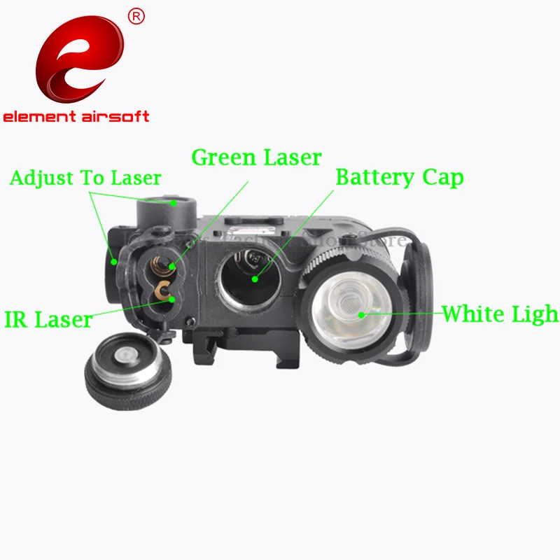 Imagem -03 - Elemento Airsoft Lanterna Tática um Peq15 Vermelho ir Dot Verde Laser Dbal Led Scoutlight Arma Rifle Laser Luz ar 15